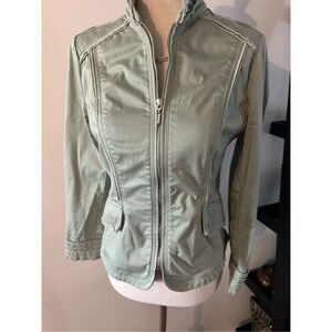 White House black market olive green long sleeve jacket military style size 2 p